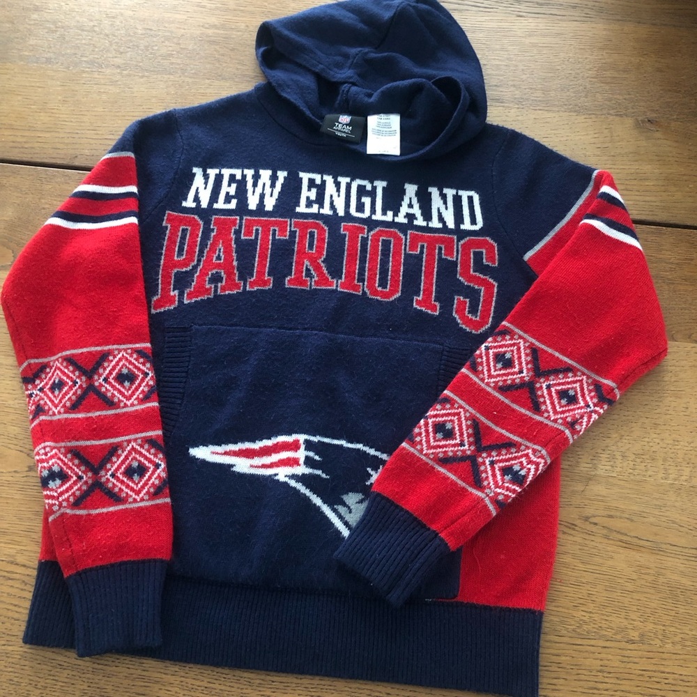 Team Apparel NFL New England Patriots Red and Blue Kids Hoodie